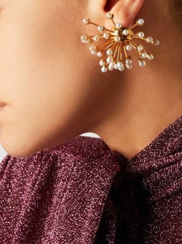 ELLERY‎ Gold-Plated Freshwater Pearl Earrings ~ statement jewellery - flipped