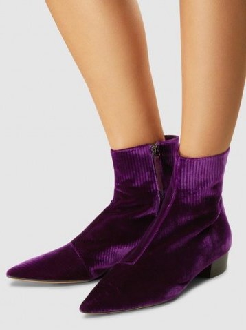 ELLERY‎ Velluto Ankle Boots – luxe purple pointy toe boots - flipped