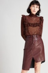 STORETS Elly Asymmetric Leather Skirt | stylish dark red skirts