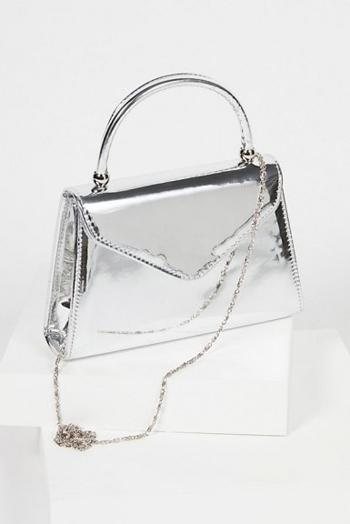 CHI CHI LONDON Elodie Mini Tote / luxe style bags / metallic silver handbags - flipped