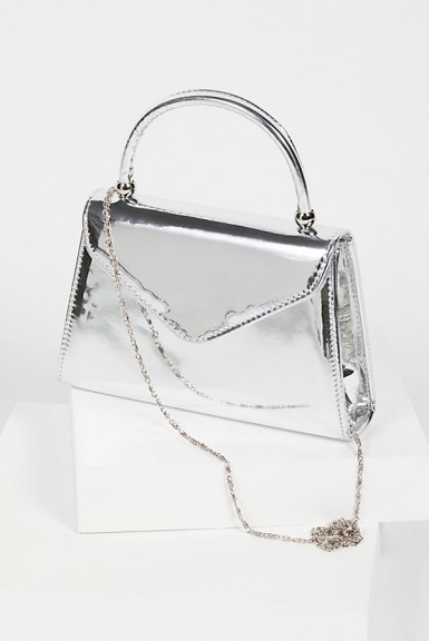 CHI CHI LONDON Elodie Mini Tote / luxe style bags / metallic silver handbags