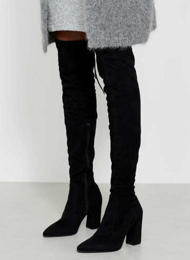 MINT VELVET ELORA BLACK OVER THE KNEE BOOT / stylish winter boots