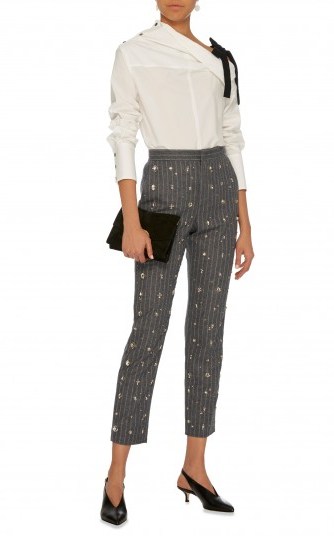 MSGM Embellished Pinstripe Pants ~ crystal covered trousers - flipped