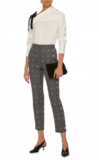 MSGM Embellished Pinstripe Pants ~ crystal covered trousers
