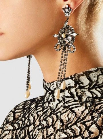 ERICKSON BEAMON‎ China Club Pearl And Crystal Earrings ~ statement jewellery - flipped