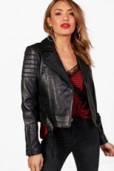 boohoo Erin Boutique Leather Biker Jacket #black #casual #cool #style