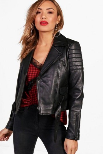 boohoo Erin Boutique Leather Biker Jacket #black #casual #cool #style - flipped