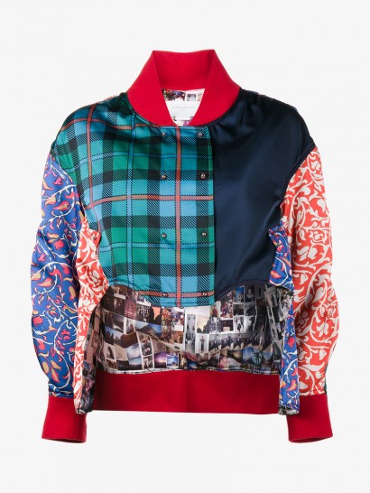 Esteban Cortazar Patchwork Bomber Jacket ~ check print jackets ~ multi-printed fashion