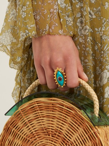 SYLVIA TOLEDANO Evil Eye gold-plated ring / turquoise-blue stone statement rings