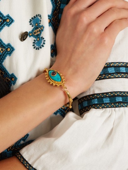 SYLVIA TOLEDANO Evil Eye turquoise and gold-plated cuff ~ turquoise stone cuffs ~ statement bracelets