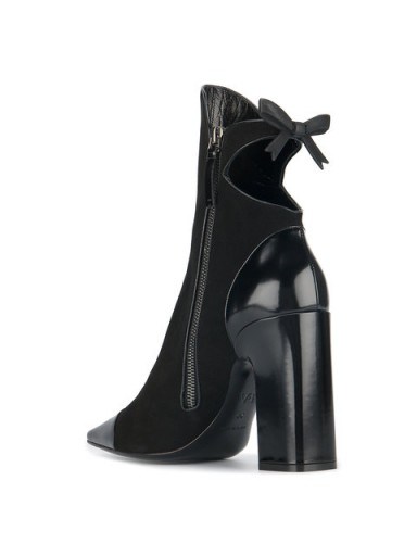 FABRIZIO VITI bow embellished point toe boots / chunky heel cut out boot - flipped