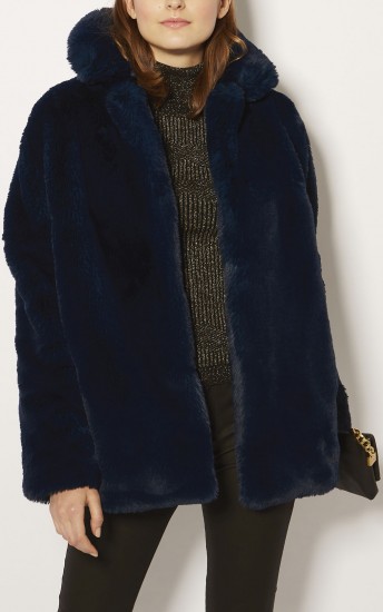 Karen Millen FAUX FUR COAT ~ glamorous blue coats