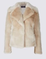 M&S COLLECTION Faux Fur Coat Natural ~ fluffy neutral tone coats ~ luxe style winter jackets
