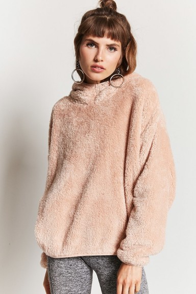 FOREVER 21 Faux Fur Hoodie | fluffy taupe hoodies