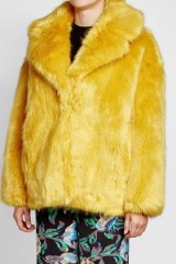 DIANE VON FURSTENBERG Yellow Faux Fur Jacket
