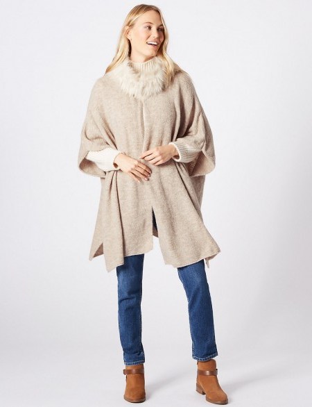 M&S COLLECTION Faux Fur Knitted Wrap ~ marks and spencer winter outerwear ~ glamorous wraps - flipped