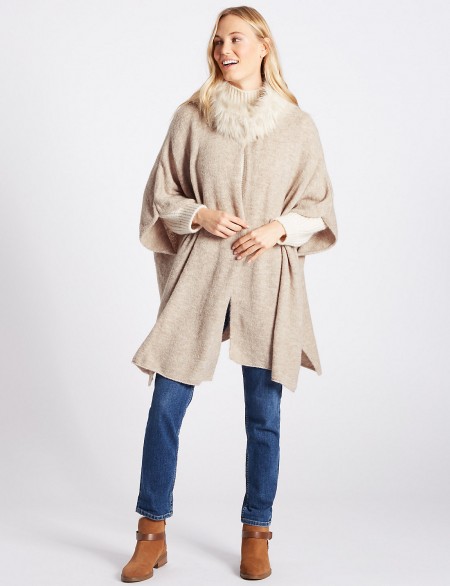 M&S COLLECTION Faux Fur Knitted Wrap ~ marks and spencer winter outerwear ~ glamorous wraps