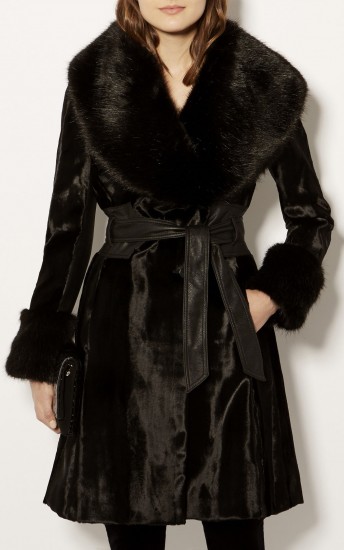 Karen Millen FAUX FUR TAILORED BUTTON COAT – chic winter coats