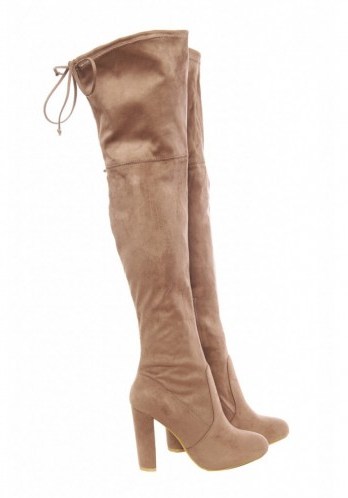 AX PARIS FAUX SUEDE KNEE HIGH HEELED BOOTS - flipped