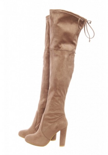 AX PARIS FAUX SUEDE KNEE HIGH HEELED BOOTS