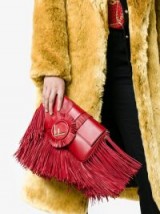 FENDI Baguette fringed shoulder bag / red leather bags / iconic handbags