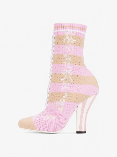 Fendi Rockoko Runway Boots ~ pink cotton sock boot ~ beautiful footwear - flipped