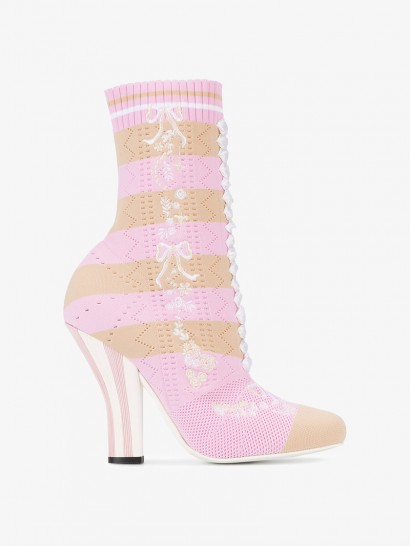 Fendi Rockoko Runway Boots ~ pink cotton sock boot ~ beautiful footwear