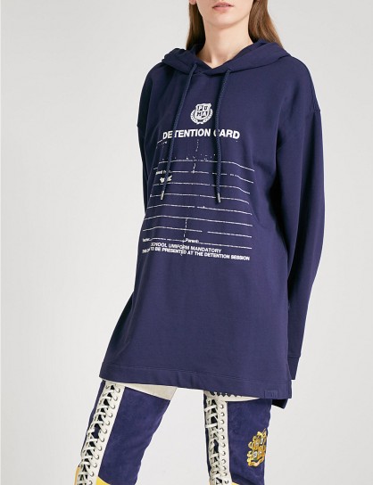 FENTY X PUMA Detention-print jersey hoody / blue slogan hoodies