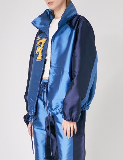 FENTY X PUMA Hooded satin jacket / silky blue leisure jackets / sports luxe fashion - flipped
