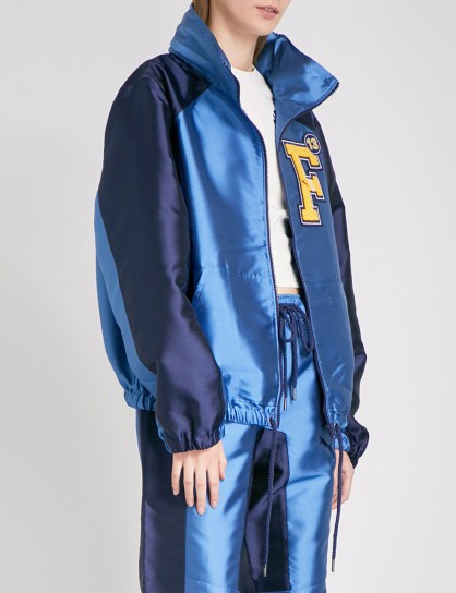 FENTY X PUMA Hooded satin jacket / silky blue leisure jackets / sports luxe fashion