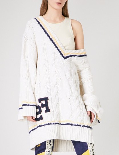 FENTY X PUMA Oversized cable-knit jumper | slouchy varsity jumpers | designer knitwear - flipped