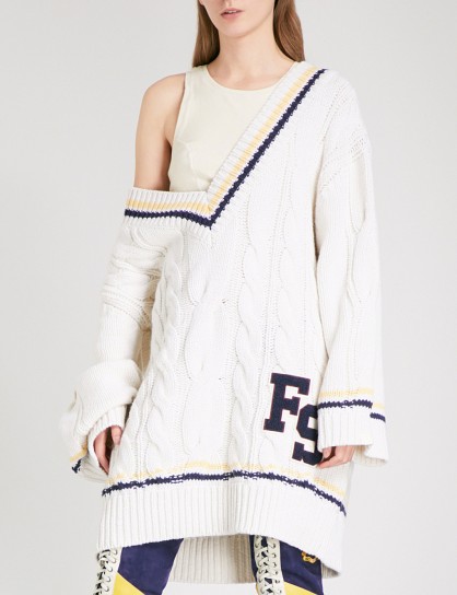 FENTY X PUMA Oversized cable-knit jumper | slouchy varsity jumpers | designer knitwear
