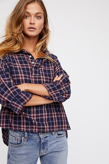 Free People x CP Shades Fisher Doublecloth Pullover | check print shirts
