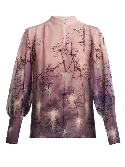 MARY KATRANTZOU Flame Fantasia©-print silk blouse ~ pink and purple printed blouses