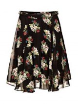 GUESS FLORAL SKIRT WITH SIDE BUCKLES | asymmetric skirts