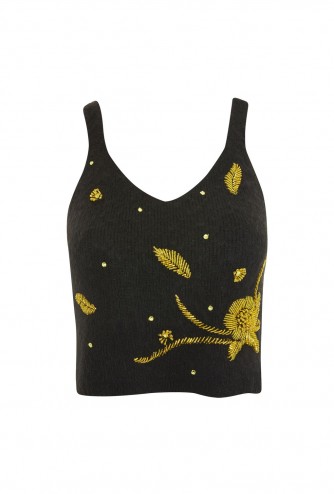 Topshop Fluffy Beaded Knitted Bralet / floral crop tops