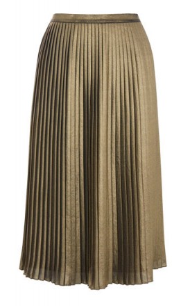 Warehouse FOIL PLEATED SKIRT / gold midi skirts