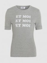FRAME‎ Fitted Ringer Crew Neck Cotton T-Shirt / grey slogan t-shirts / ET MOI tee