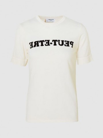 ‎FRAME‎ Fitted Ringer Crew Neck Cotton T-Shirt / slogan t-shirts / “PEUT-ETRE” perhaps tee - flipped
