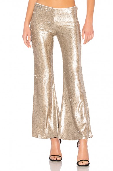 Free People THE MINX SEQUIN FLARE PANT – gold embellished party ...
