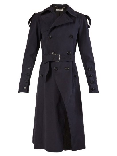 ALTUZARRA Fulton double-breasted trench coat ~ stylish navy winter coats ~ blue belted macs - flipped