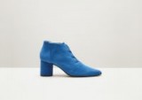 Finery Galway Blue Suede Lace-Up Boot / chunky heeled booties
