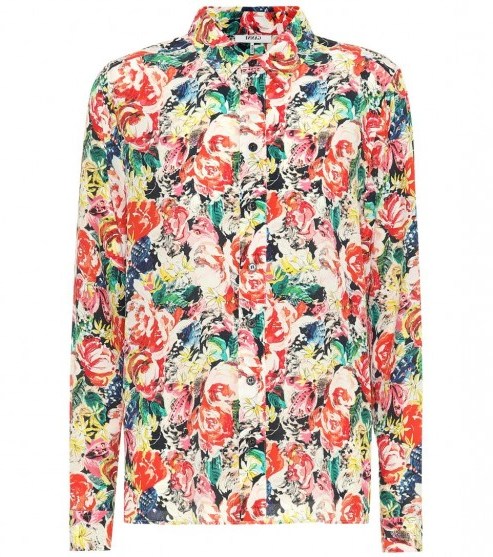 GANNI Maple printed silk shirt / multi-coloured floral shirts - flipped