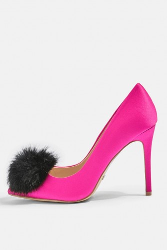 Topshop Gazelle Pom Pom Court Shoes | pink courts | high heel court shoes | pom poms