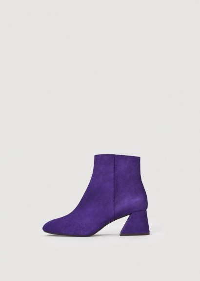 MANGO Geometric leather ankle boots BELGRA – purple square toe boot - flipped