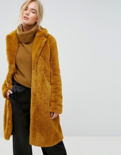 Gestuz Faux Fur Long Coat ~ winter coats - flipped