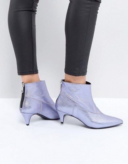 Gestuz Purple Metallic Boot ~ shiny ankle boots - flipped
