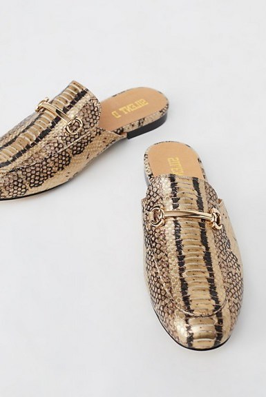 Silent D Gigi Slip-On Loafer | leather snake print backless loafers | stylish slip on flats - flipped