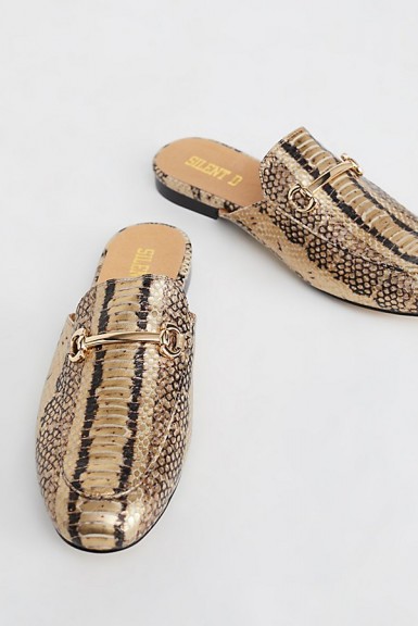Silent D Gigi Slip-On Loafer | leather snake print backless loafers | stylish slip on flats