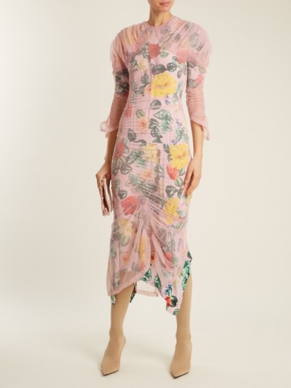 Preen By Thornton Bregazzi Gilbert floral-print layered tulle and silk dress ~ sheer pink ruffle dresses